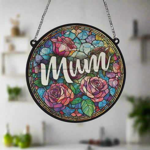 Mum Stained Glass Effect Suncatcher